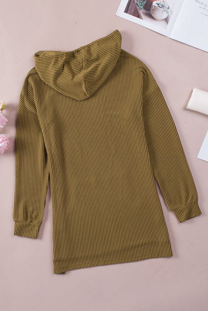 Drawstring Texture Long Sleeve Hoodie