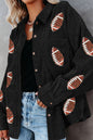 Sequin Football Button Up Long Sleeve Jacket