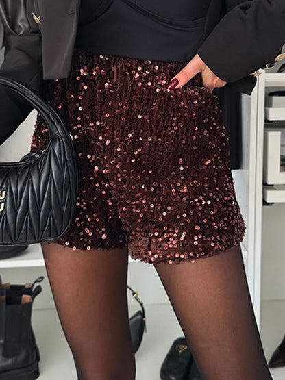 Sequin Mid Rise Shorts