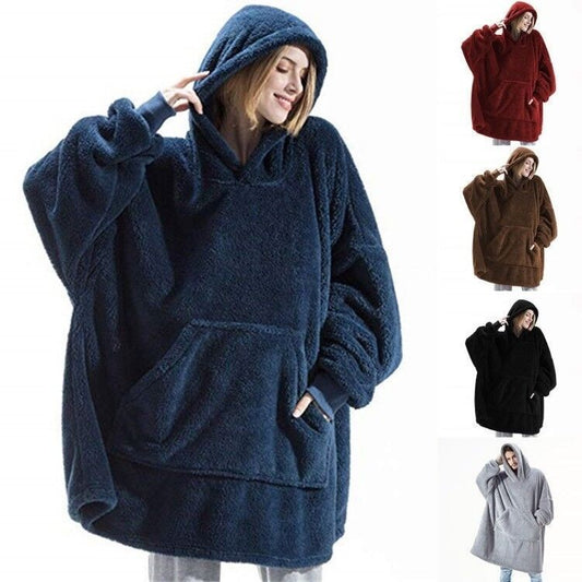 Hoodie Sweatshirt With Big Pocket Wearable Blanket