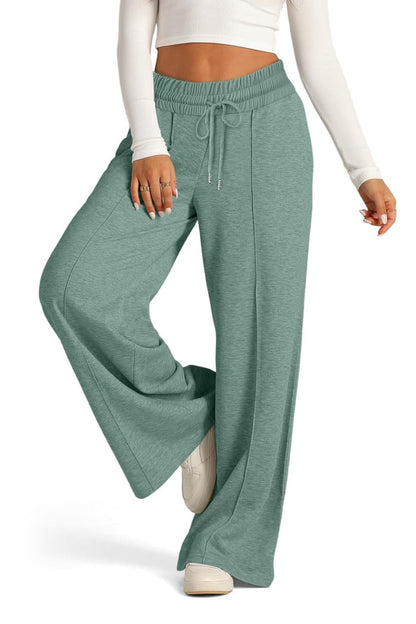 Drawstring Elastic Waist Wide Leg Pants